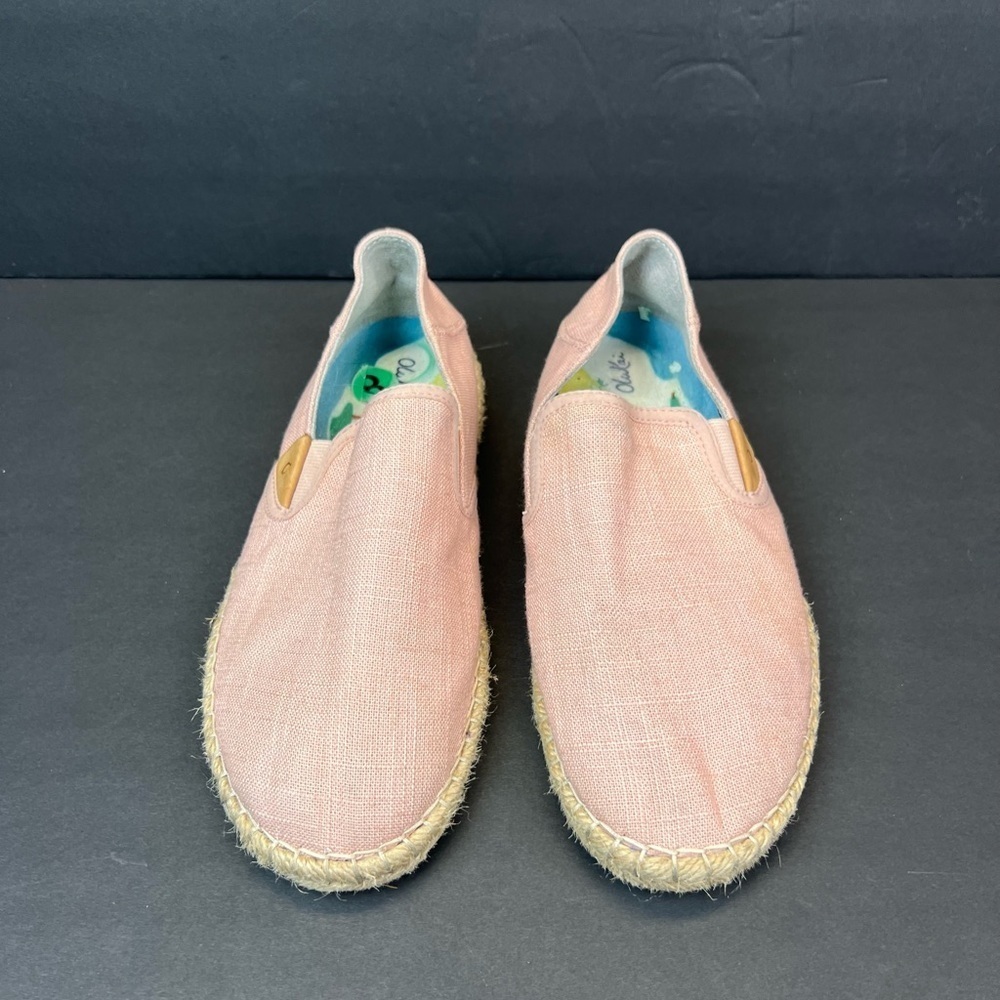 Olukai Pink Rose Sea Salt Kaula Pa’a Kapa Linen Espadrille Drop In Shoe Size 8 - Picture 9 of 9